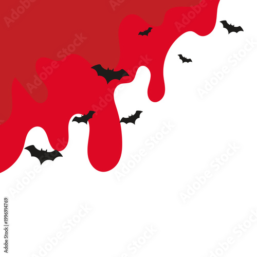 Halloween Red Blood Drip with Black Flying Bats Background