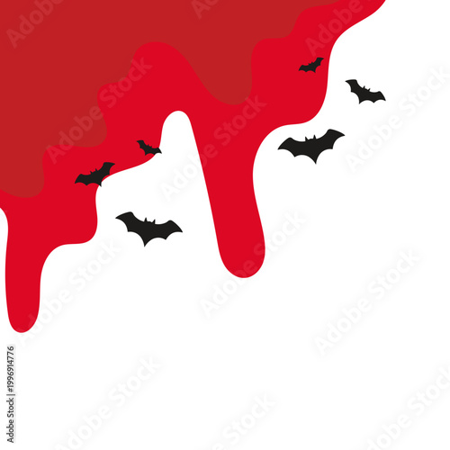 Halloween Blood Drip Background with Flying Bats