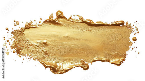 Shimmering, golden streak of cosmetic substance, smeared with texture