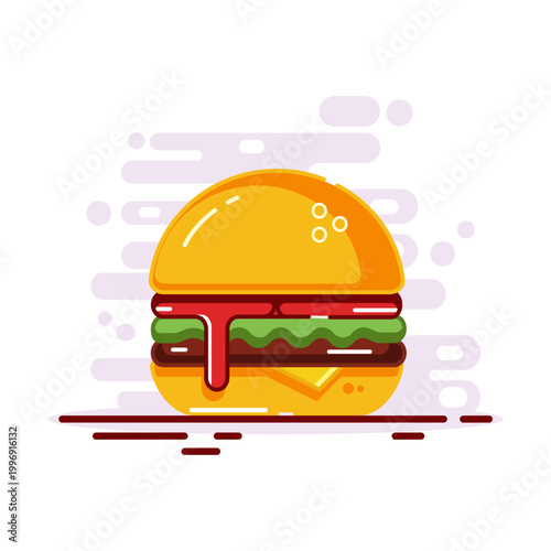 Burger Flat Design Vector Illustration