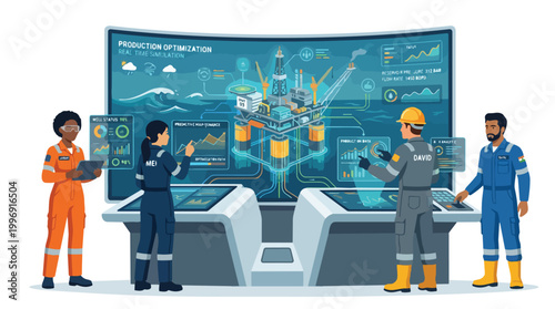 Oil Rig Production Optimization Real Time Simulation with Diverse Team Monitoring Data Analytics and Well Status