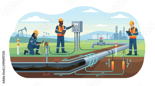 Pipeline Inspection with Diverse Workers Monitoring Corrosion Control System in Oil and Gas Industry