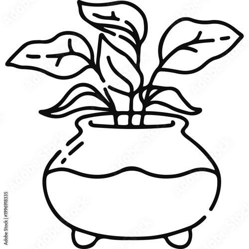 Minimalist Houseplant Line Art Illustration