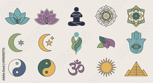 Spiritual and Esoteric Symbol Collection for Meditation and Wellness Design