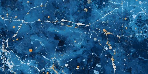 Abstract blue background of rain water drops on a glass surface with a bright light pattern and grunge texture design backdrop