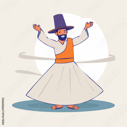 Dervish Spinning in Traditional Attire