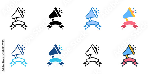 Tagline icons set multiple style collection. Editable stroke 
