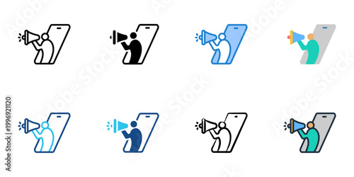Brand ambassador icons set multiple style collection. Editable stroke 
