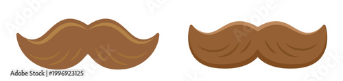 Cartoon Brown Mustache Set Cute Beard Vector. 
Simple Brown Mustache and Beard Collection Cute Clipart.