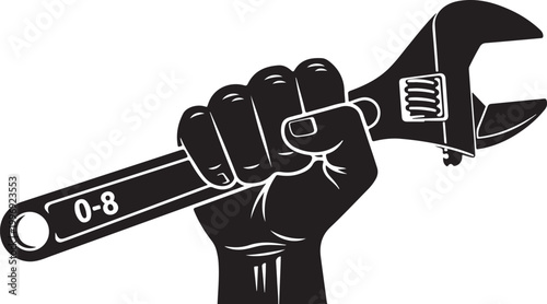 Tattoo, hand, grip, adjustable wrench, tool, icon, 0-8 isolated on Transparent Background