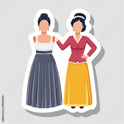 Two Women in Traditional Dresses