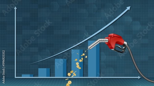 Rising Fuel Costs Animation with Bar Chart and Gas Pump Nozzle