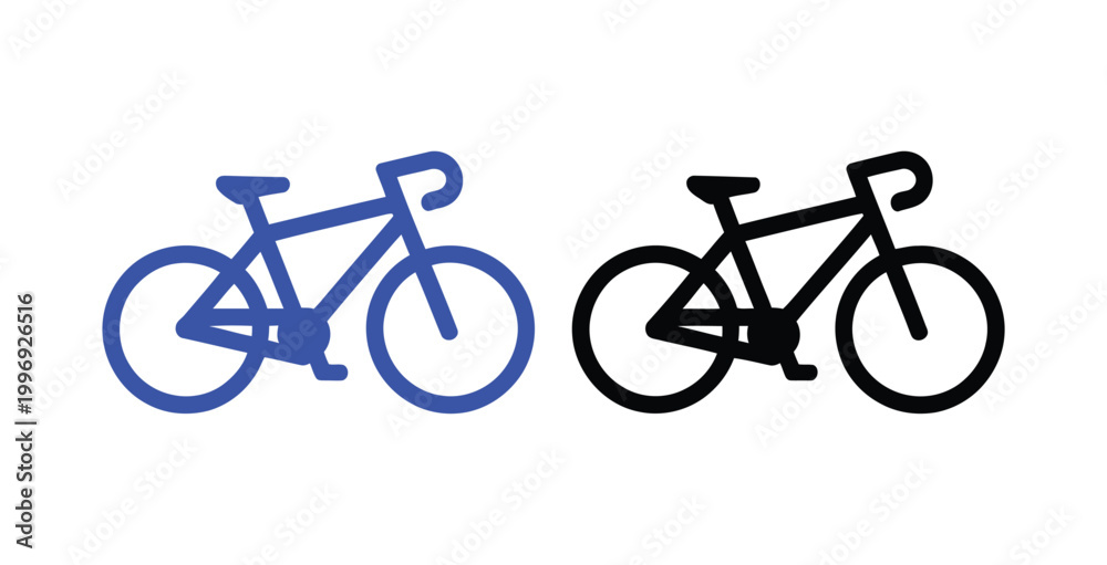 Obraz premium Bicycle icon illustration with blue and black silhouette designs