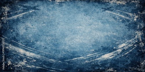 A serene blue jeans texture evokes a summer seascape where ocean waves meet the horizon under a cloudy sky