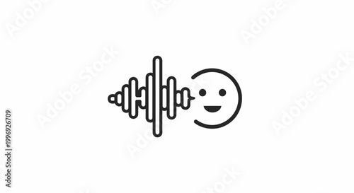 A smiling emoticon next to sound waves.