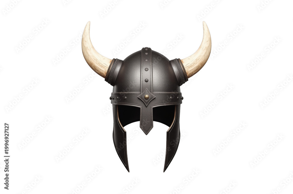 Fototapeta premium Viking warrior helmet with horns and metal armor