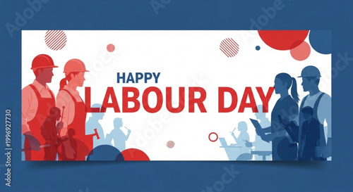 Labour day celebration with workers and professionals in silhouette