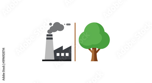 Industrial pollution versus nature environment.