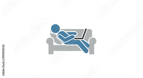 Man lying on sofa with laptop.