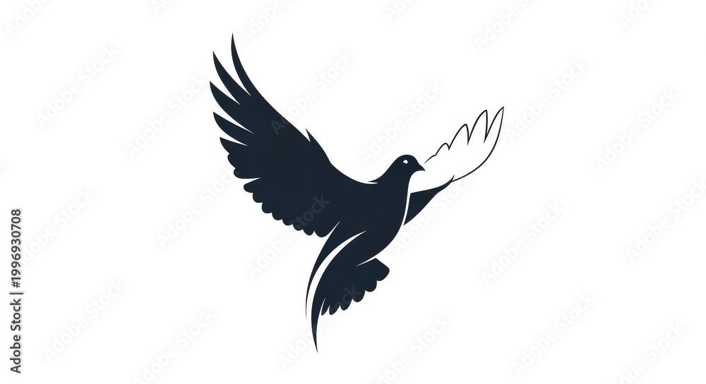 Obraz premium Soaring Silhouette of a Bird in Flight Vector Illustration