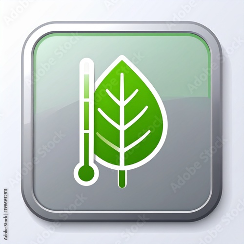 Eco-Temperature Icon: A crisp, illustrative image of a green leaf and a thermometer, suggesting environmental monitoring, and sustainable living, framed within a modern square.