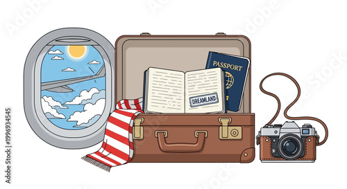 Travel essentials packed for a dream vacation.