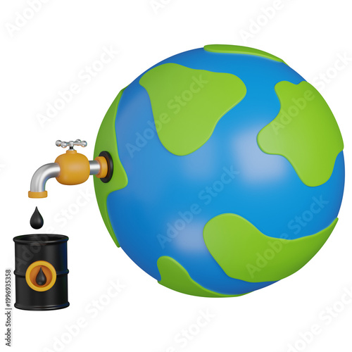 Εκτύπωση καμβά 3d render Global oil depletion concept icon