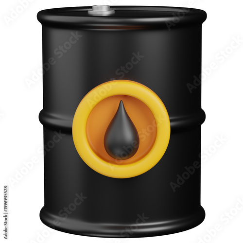 3d render oil barrel with petroleum drop symbol icon 