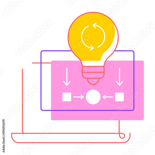 Drawing style icon of creative workflow process
