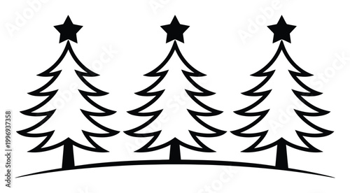 Christmas Trees with Stars Vector Illustration