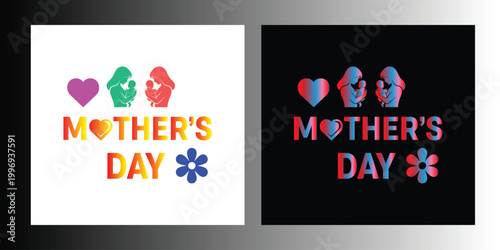 Mothers Day graphic with heart and flower icons and text baby child
