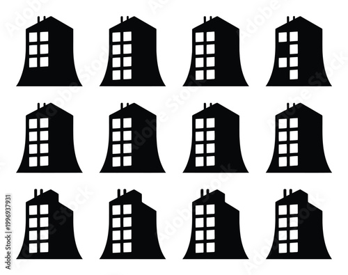 Cooling Tower Silhouette Vector Illustration