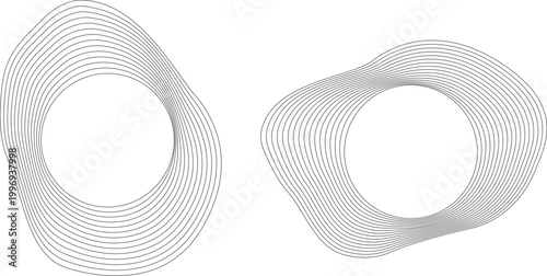 Minimalist abstract line wave deformed frames vector illustration duo in black for clean professional branding and modern editorial design layout elements.
