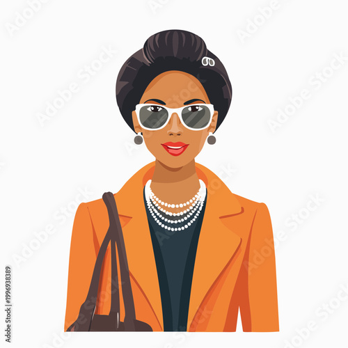 Stylish Woman with Sunglasses and Pearls