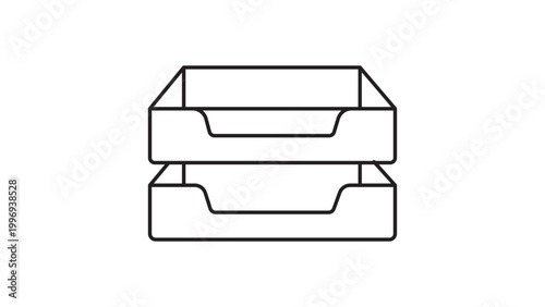 Tableau sur toile Stackable Letter Tray Minimalist Black Line Vector Icon for Office Organization and Document Management, Featuring an Editable Stroke for Customizable Line Weight and Modern Graphic Design