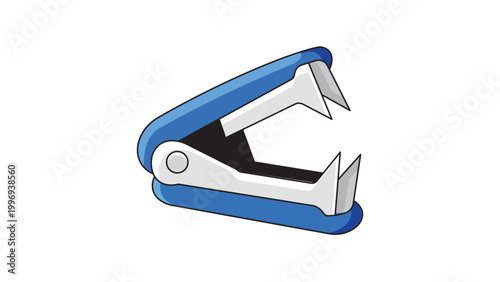 Blue Staple Remover Vector Icon with Editable Stroke. A modern flat illustration of a staple removing tool on a white background, perfect for office supplies, stationery, and business graphics.