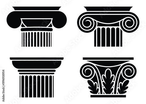 Greek Column Capitals Vector Illustration