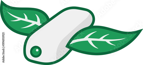 White medical capsule with green leaves symbol representing organic herbal supplements and natural wellness therapy.