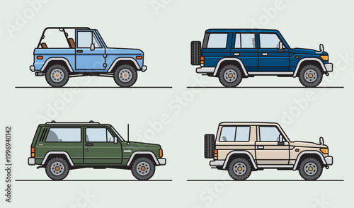 Simple vector images of SUVs
