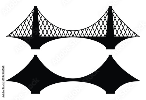 Suspension Bridge Silhouette Vector Illustration