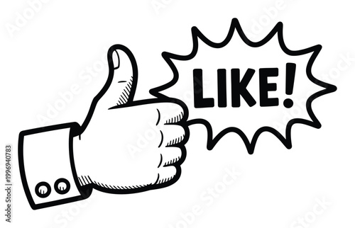 Thumbs Up Like Social Media Vector Illustration
