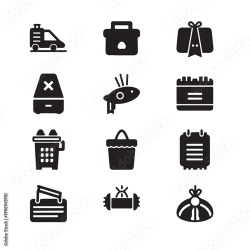 set of various household items icons on transparent background high quality professional detailed