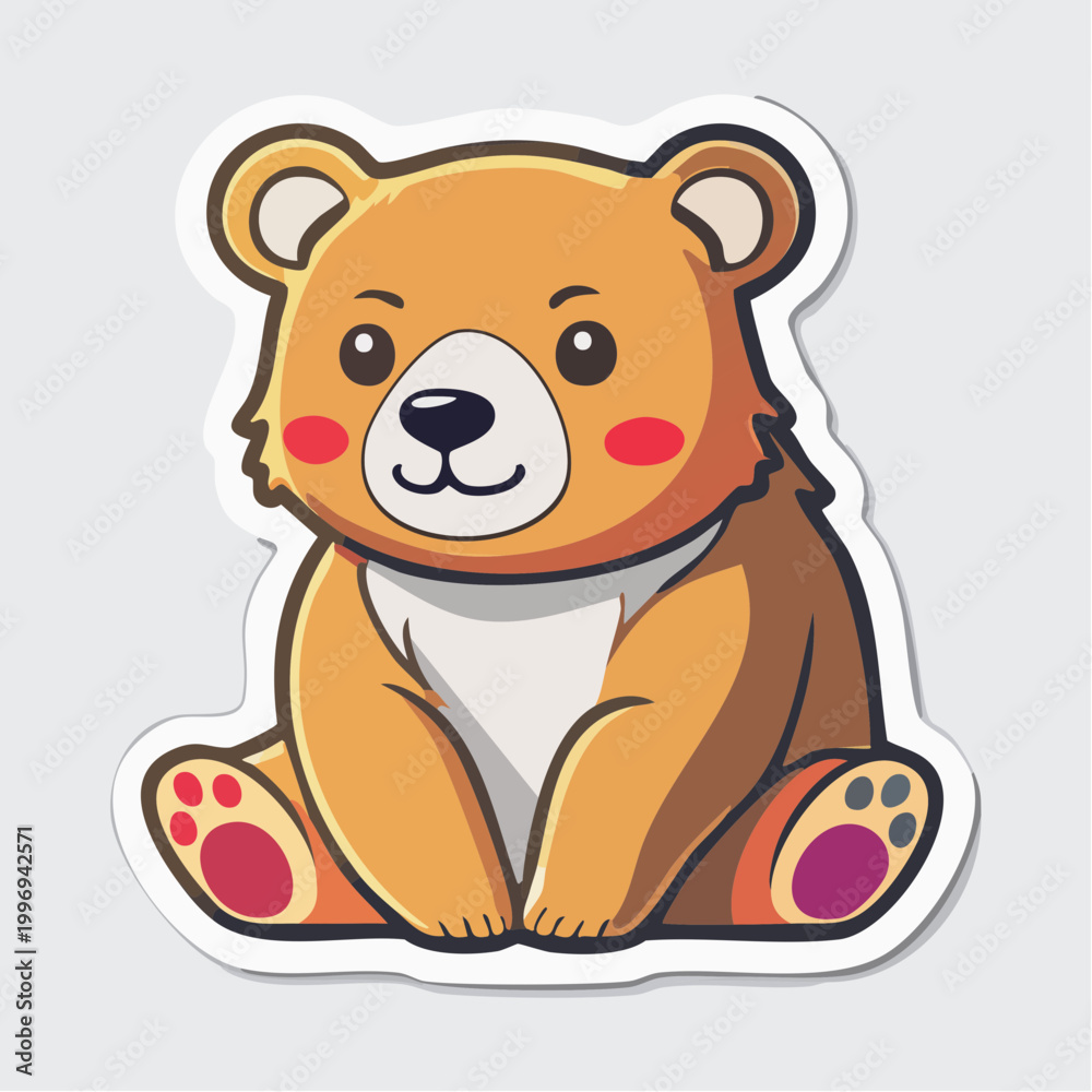Fototapeta premium Cute cartoon bear sticker