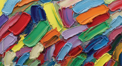 Colorful paint brush strokes. Vibrant abstract oil painting with thick brushstrokes and colorful texture.