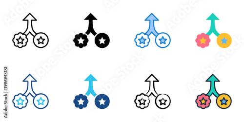 Co-branding icons set multiple style collection. Editable stroke 
