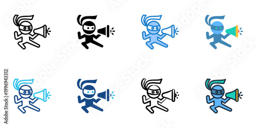 Guerrilla marketing icons set multiple style collection. Editable stroke 
