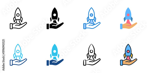 Product launch icons set multiple style collection. Editable stroke 
