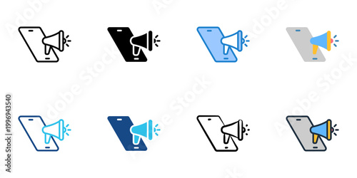 Visual campaign icons set multiple style collection. Editable stroke 
