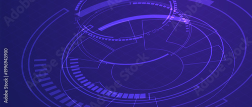 Futuristic HUD Circle Interface Technology Purple Background