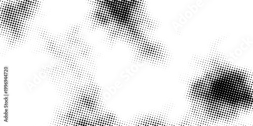 WebGrunge halftone gradient background. Faded grit noise texture. White and black sand wallpaper. Retro pixelated backdrop. Anime or manga style comic overlay. Vector graphic design textured template